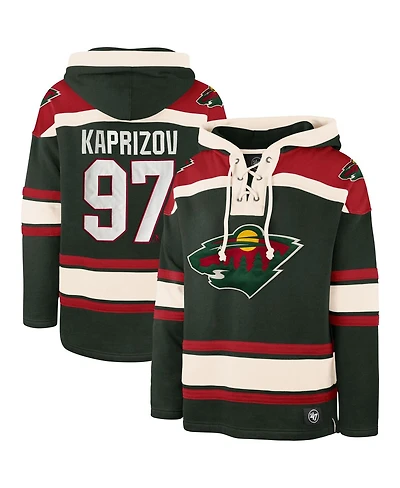 '47 Brand Men's Kirill Kaprizov Green Minnesota Wild Player Name & Number Lacer Pullover Hoodie
