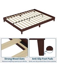 homfan Wood Platform Bed Frame with Wood Slats, Low Profile Bed, Quiet Support and Underbed Storage, No Box Spring Needed