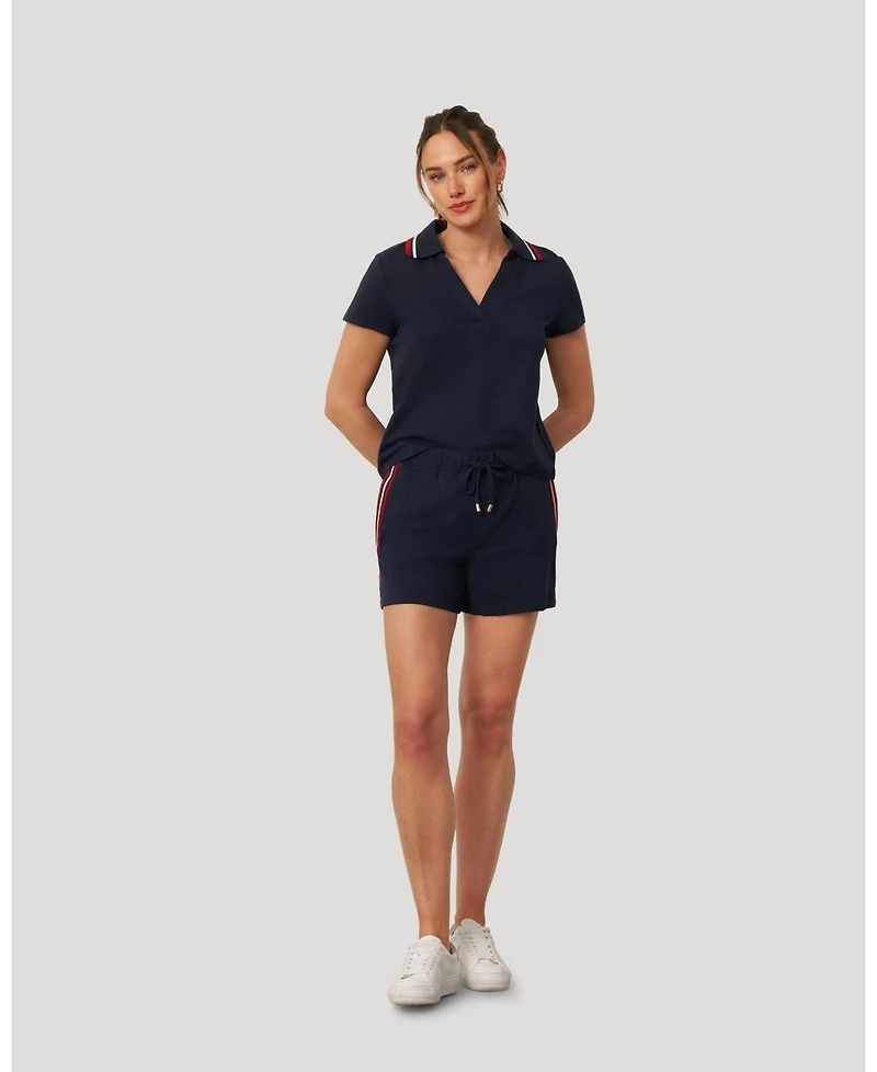 Cable & Gauge Women's Sporty Rib Polo and Short Set