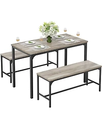 Yiortwo 3-Piece Dining Table Set with Benches, 4-Person Kitchen