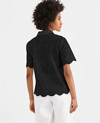 I.n.c. International Concepts Women's Crystal Embellished Short-Sleeve Button Down, Macy's Exclusive