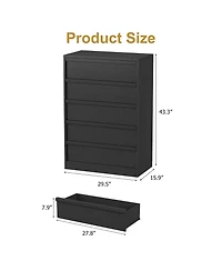 homfan 5 Drawer Dresser for Bedroom, Antique White Chest of Drawers 43" Tall with Large Storage Space, Modern Organizer Living Room