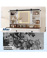 gaomon Mdf Dressing Table with Storage Cabinets and Drawers