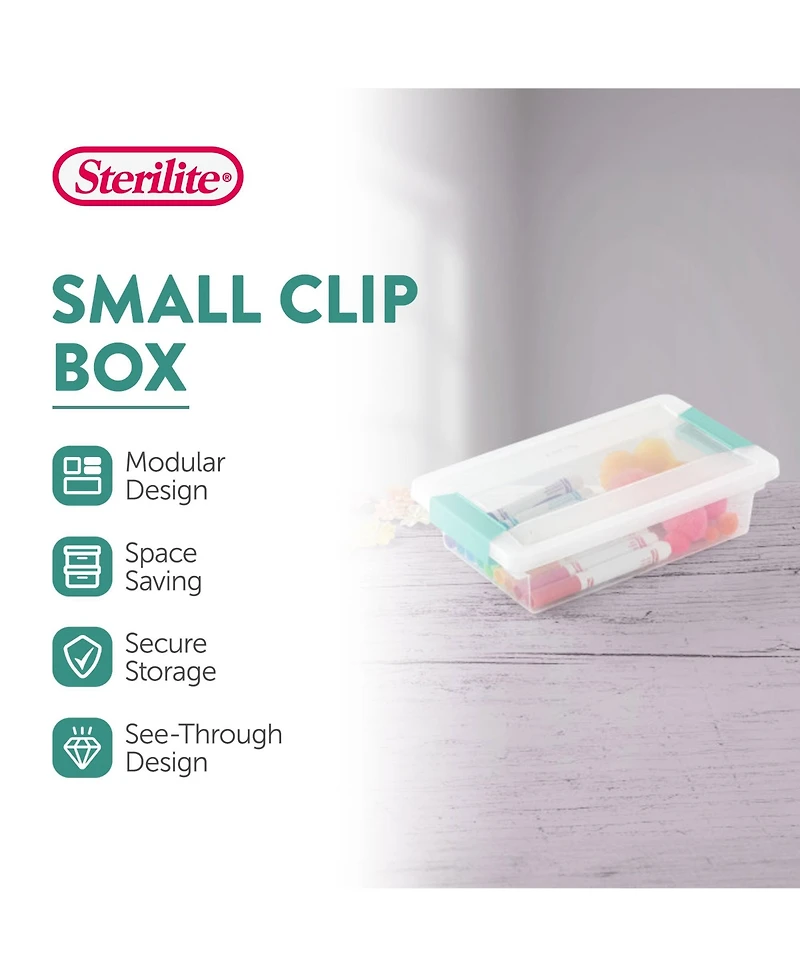 Sterilite Small Clip Box Clear Storage Bins Tote Container with Latching Lid, 6 Pack