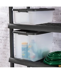 Sterilite ShelfTotes 50 Quart Clear Latched Plastic Storage Container, (12 Pack)