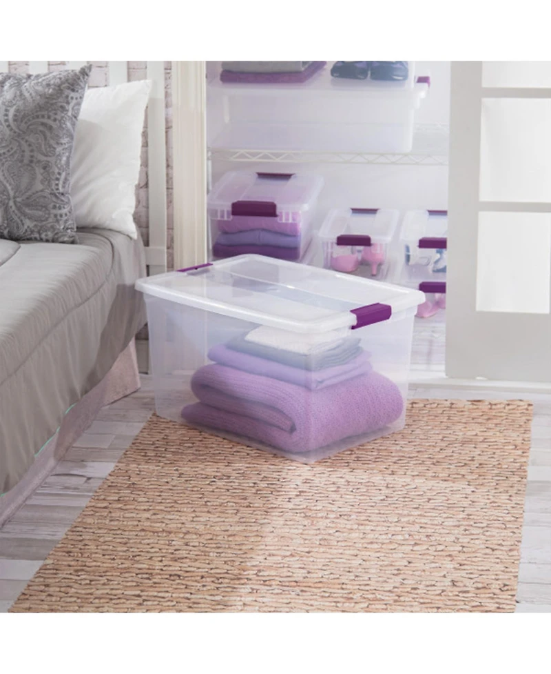 Sterilite 66 Quart Clear Plastic Latching Handle Storage Container Tote, 12 Pack