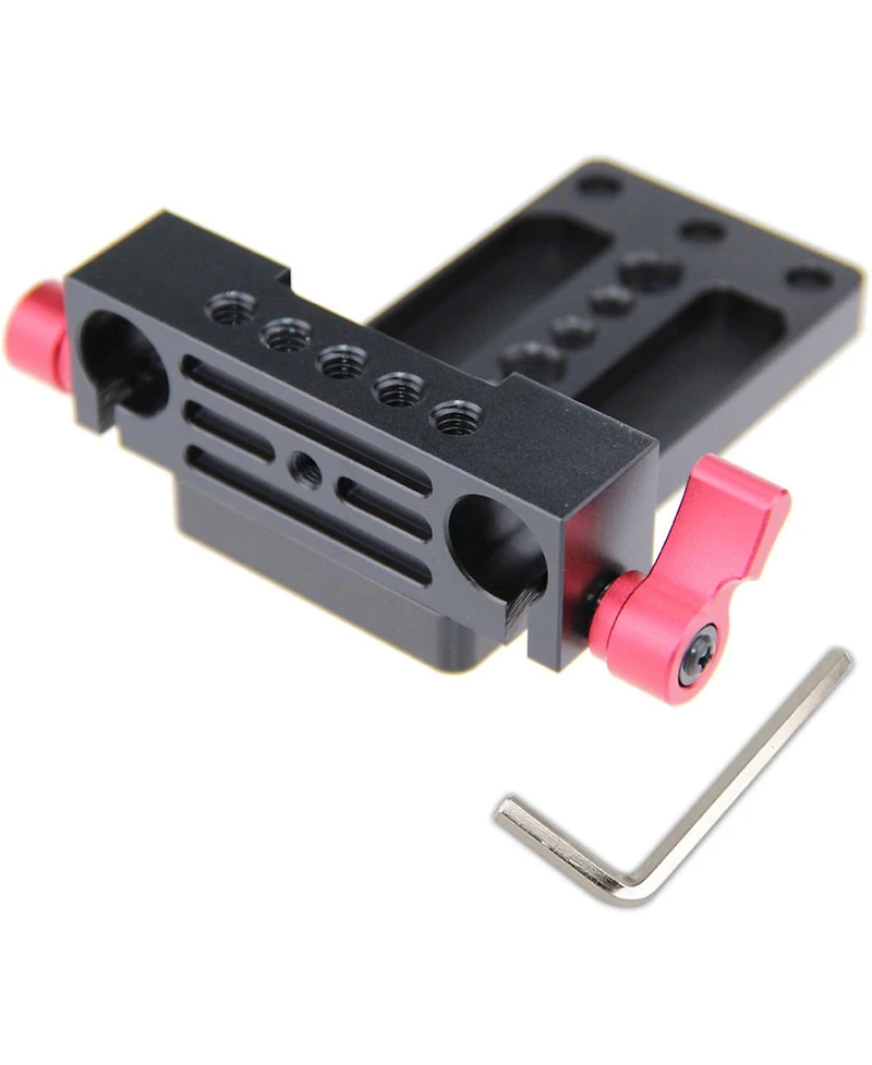 Camvate Tripod Mount Base Plate with 15mm Railblock, Red Knob