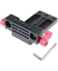Camvate Tripod Mount Base Plate with 15mm Railblock, Red Knob