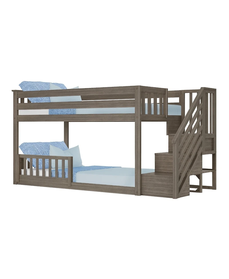 Max and Lily Low Twin over Bunk with Stairs Single Guard Rail