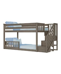 Max and Lily Low Twin over Bunk with Stairs Single Guard Rail