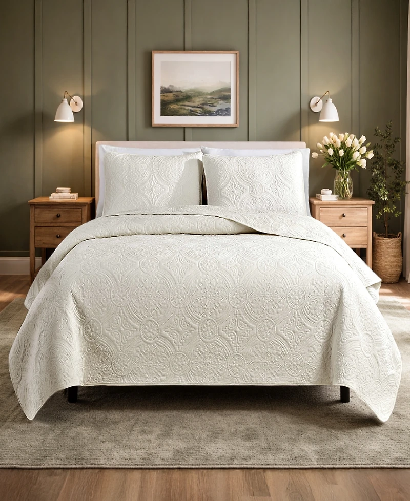 Simply Soft Heavily Stitched Solid 3-Pc. Quilt Set