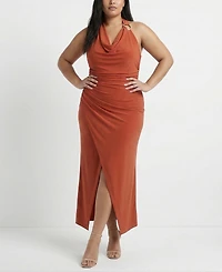 Taylor Plus Flutter Capelet Cowl Neck Dress