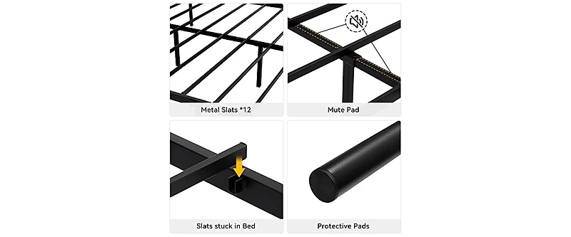 gaomon Size Metal Platform Bed Frame with Headboard and Footboard, Heart Shaped Bed Frame