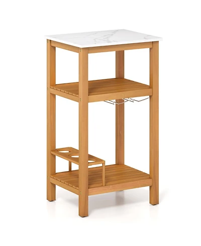 Slickblue Outdoor Patio Storage Cabinet Acacia Wood Bar Table Cabinet