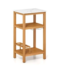 Slickblue Outdoor Patio Storage Cabinet Acacia Wood Bar Table Cabinet