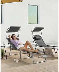 Slickblue Sun Lounger with Sunshade and Adjustable Backrest Outdoor Chair