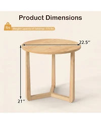 Slickblue Rustic Round End Table with Sturdy Rubber Wood Legs and Triangular Base Design