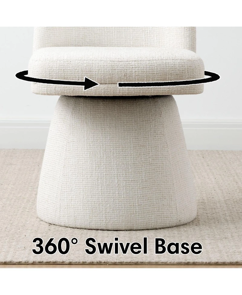Maison Boucle Swivel Vanity Chair, Upholstered Fabric Makeup Armless