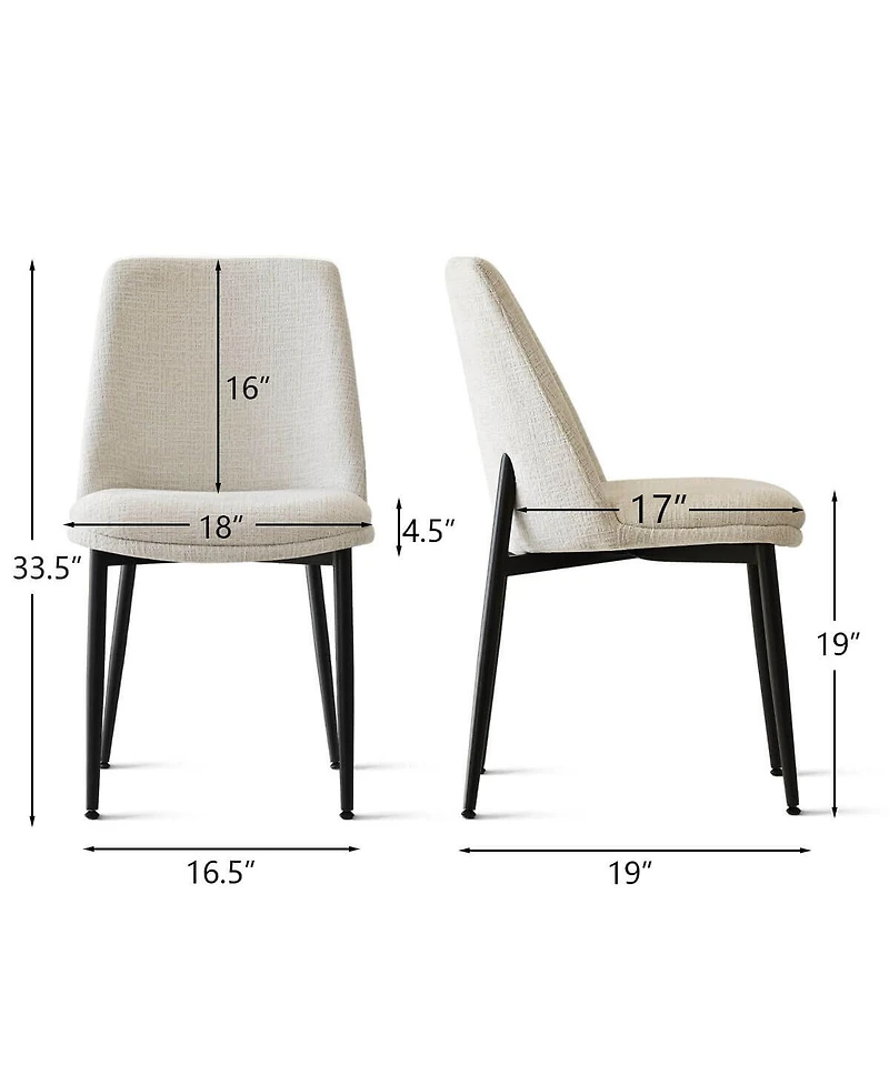 Maison Boucle Chenille Upholstered Dining Chairs Set of 4, Armless Side
