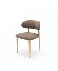 Streamdale Furniture Set of 4 Farmhouse Fabric Dining Chairs with Metal Legs