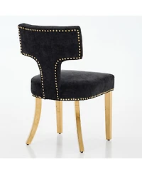 Clihome Mid Century Modern Dining Chairs Set of 2, Farmhouse Chenille Fabric Upholstered Curved Backrest
