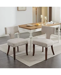 Clihome Mid Century Modern Dining Chairs Set of 2, Farmhouse Chenille Fabric Upholstered Curved Backrest
