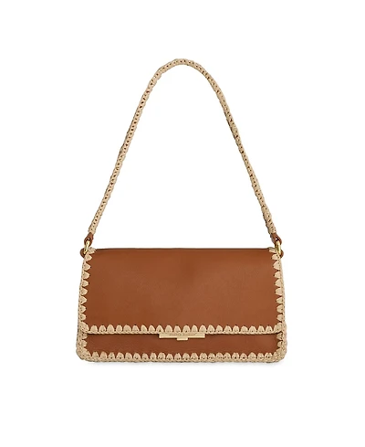 Rebecca Minkoff Berkley Flap Small Raffia Shoulder Handbag