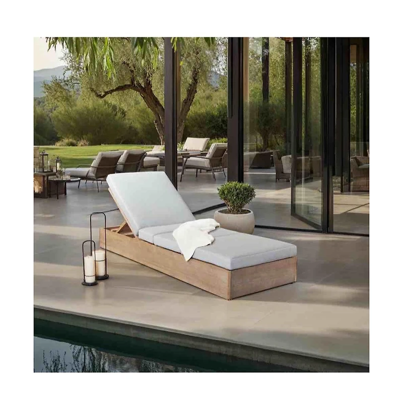 Augusta Home Vincent Wood Chaise Lounge Chair