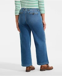 Lands' End Plus Recover Denim Mid Rise Wide Leg Ankle Jeans