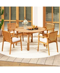 Slickblue Outdoor Dining Set 5 Piece Acacia Wood Table Umbrella Hole
