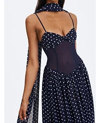 Miss Circle Women's Juliette Polka Dot Chiffon Maxi Dress
