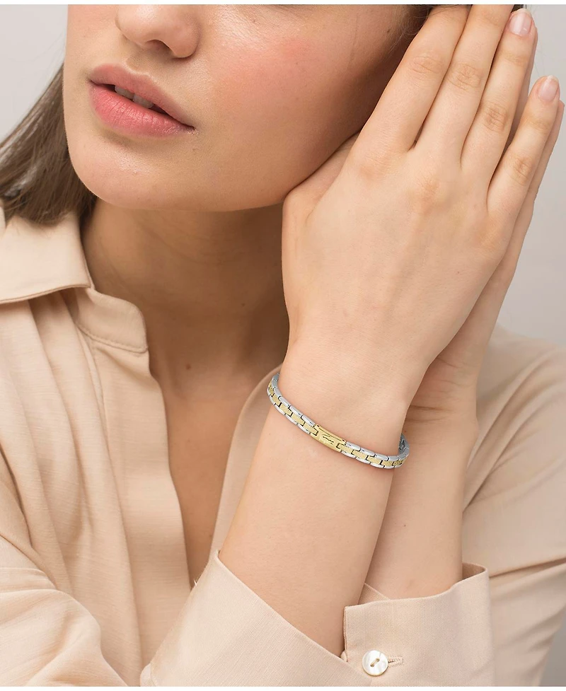 Lacoste Metropole Two Tone Stainless Steel Metal Link Bracelet