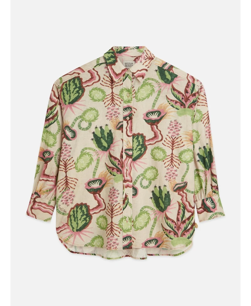 Scotch & Soda Women's Linen Blend Printed Shirt