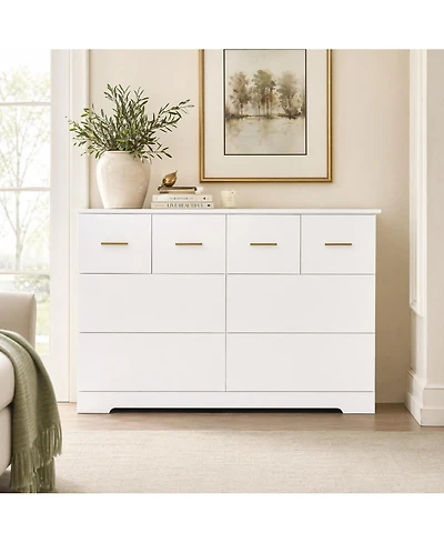 homfan 8 Drawer Dresser for Bedroom, Modern Chest of Drawers with Metal Handles, Storage Organizer for Bedroom, Living Room, Entryway and Hallway