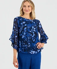 Kasper Women's Boat-Neck Ruffle-Sleeve Blouse
