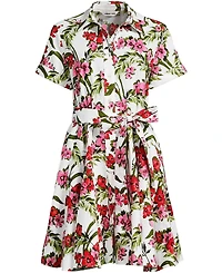 Lands' End Plus Linen Blend Button Front Dress with Godets