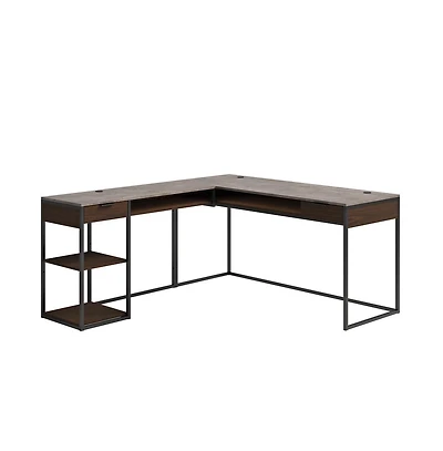 Sauder International Lux L Desk, Umber Wood finish