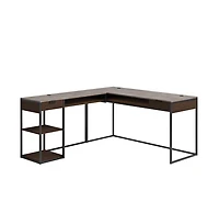 Sauder International Lux L Desk, Umber Wood finish