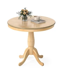 Gymax Round Pedestal Dining Table High Top Ped Table Kitchen Dining Room