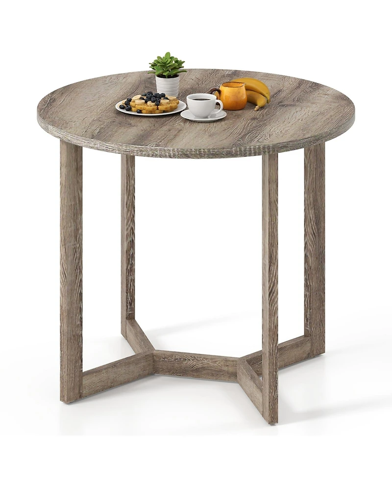 Slickblue Small Round Wood Dining Table 36 Inch Seats 2-4 Pedestal Base