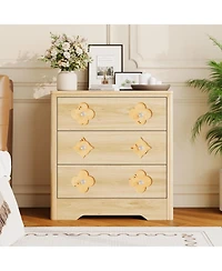 gaomon 3 Drawer Boho Dresser, Compact Wooden Storage Chest for Bedroom, Nursery, Living Room