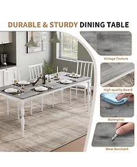 homfan Rectangular Dining Table for 6 to 8 with Metal Legs,in Farmhouse Kitchen