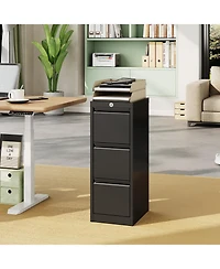 gaomon Three-Drawer Metal Filing Storage Cabinet with Lock for Home Office Document Storage