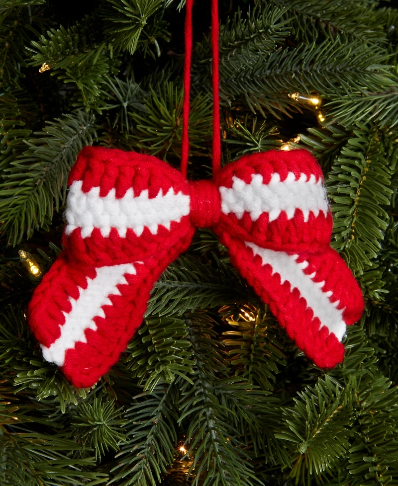 Holiday Lane Merry Magic Nit Crochet Bow Ornament, Macy's Exclusive