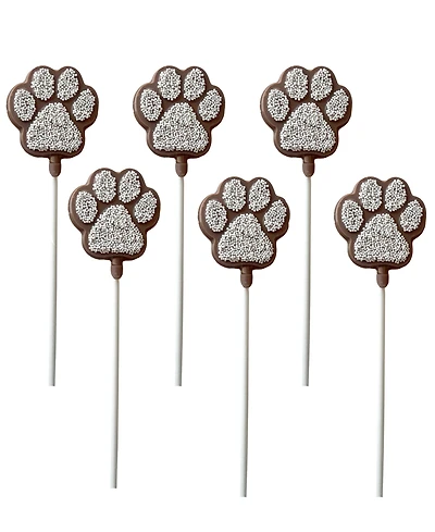 Betsy Ann Chocolates Festive Decorated Chocolate Paw LolliPop, 6 Pack