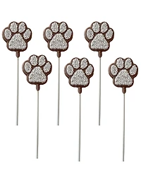 Betsy Ann Chocolates Festive Decorated Chocolate Paw LolliPop, 6 Pack