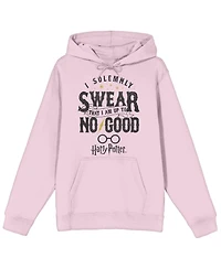 Harry Potter Men's I Solemnly Swear Am Up To No Good Long Sleeve Cradle Pink Hooded Sweatshirt-Medium