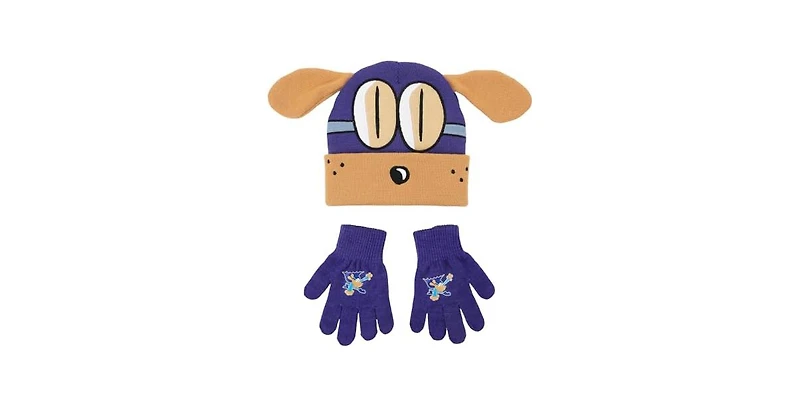 Dog Man Bark Knight Youth Cuff Hat and Knit Gloves Cold Weather Set