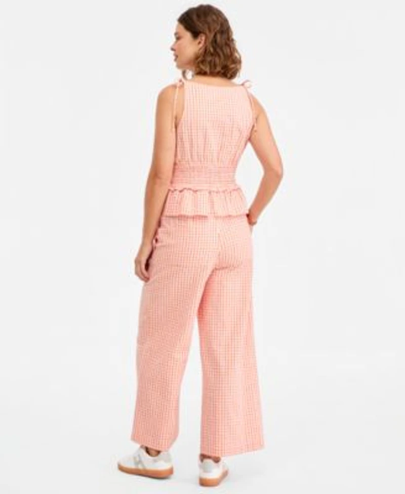 Tommy Hilfiger Womens Cotton Seersucker Top Straight Leg Pants