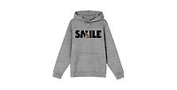 Smile Text With Hidden Face Long Sleeve Adult Athletic Heather Hooded Sweatshirt-xl